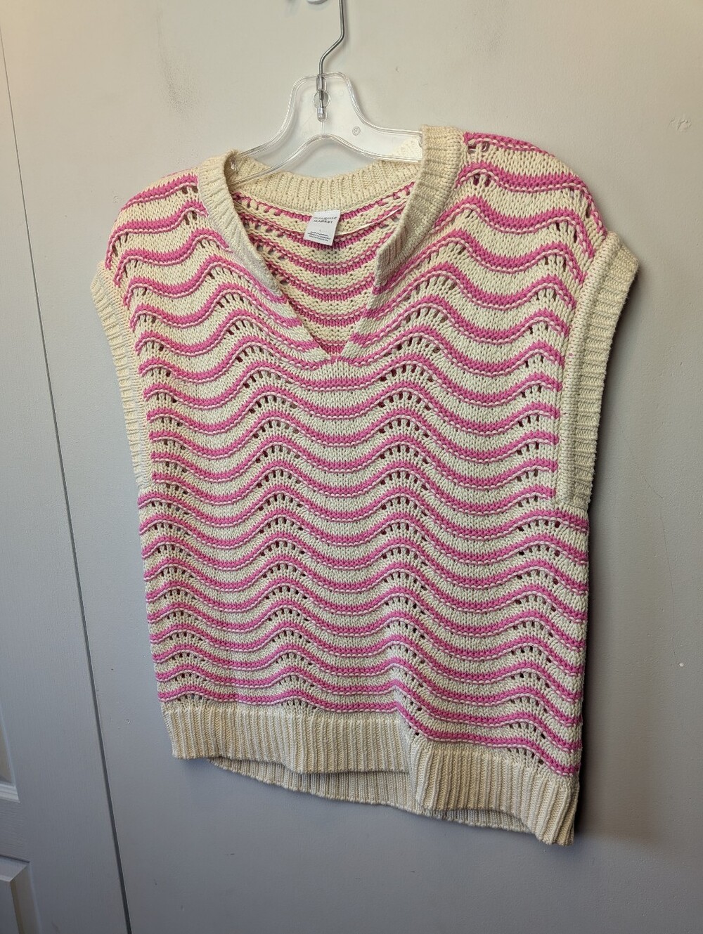 MELROSE and MARKET Crochet Women Top Sleeveless Pink White Size Large